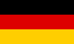 German flag, horizontal bars of black, red and gold